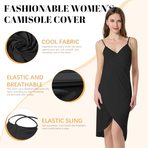 PALAY® Beach Wear Dress for Women Stylish Solid Bikini Set Spaghetti Strap Wrap Swimsuit Cover Up Lightweight Sarong Outfits M Black 2 PCS PALAY® Beach Wear Dress for Women Stylish Solid Bikini Set Spaghetti Strap Wrap Swimsuit Cover Up Lightweight Sarong Outfits M Black 2 PCS
